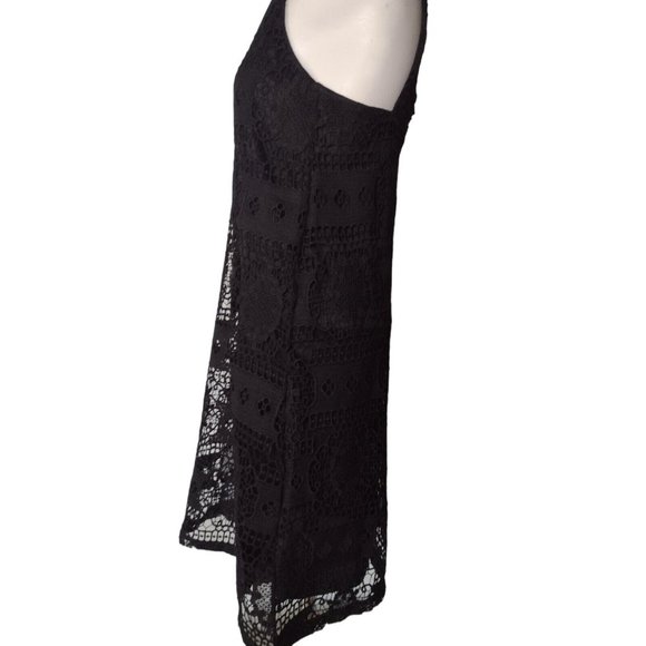 Francesca's Miami Crotchet Lace Overlay Dress Size S Black Sleeveless Boho - Picture 3 of 11